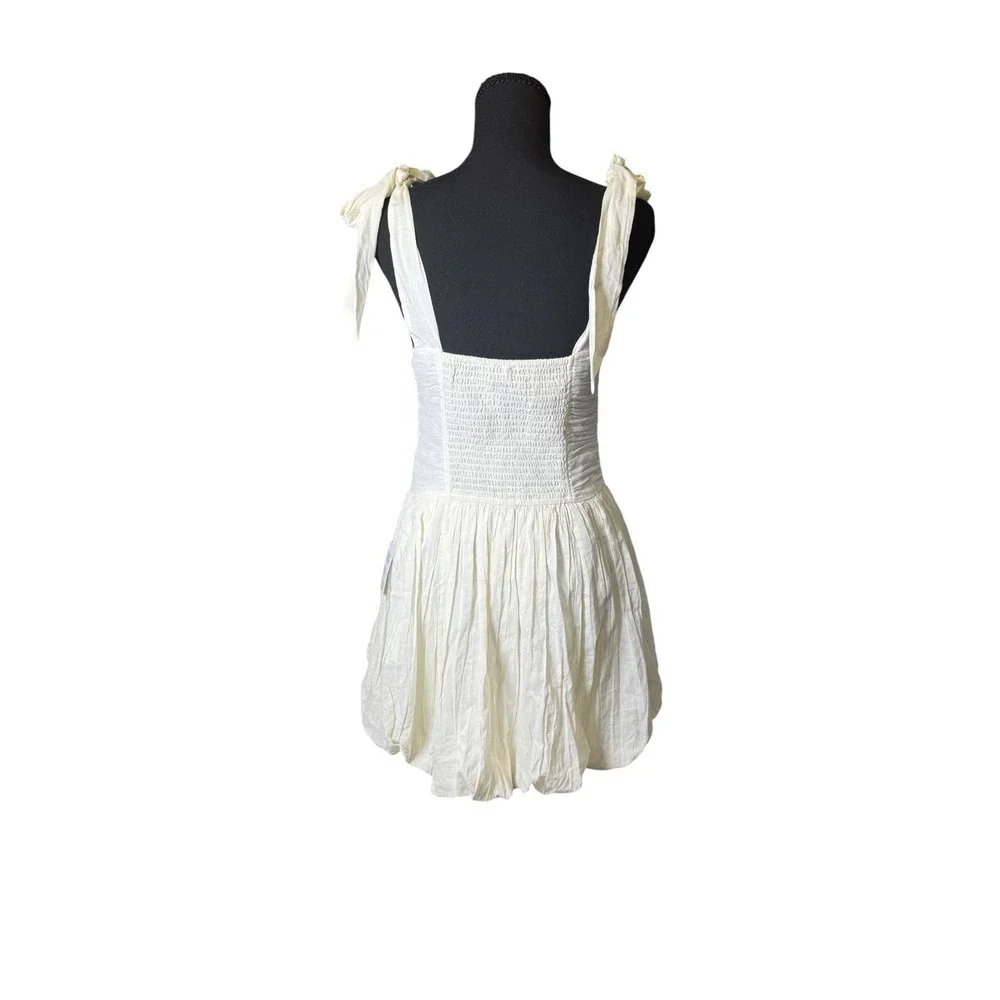 ASOS DESIGN ruched bodice bubble‎ hem mini dress in cream US6 Uk 10 Eu38